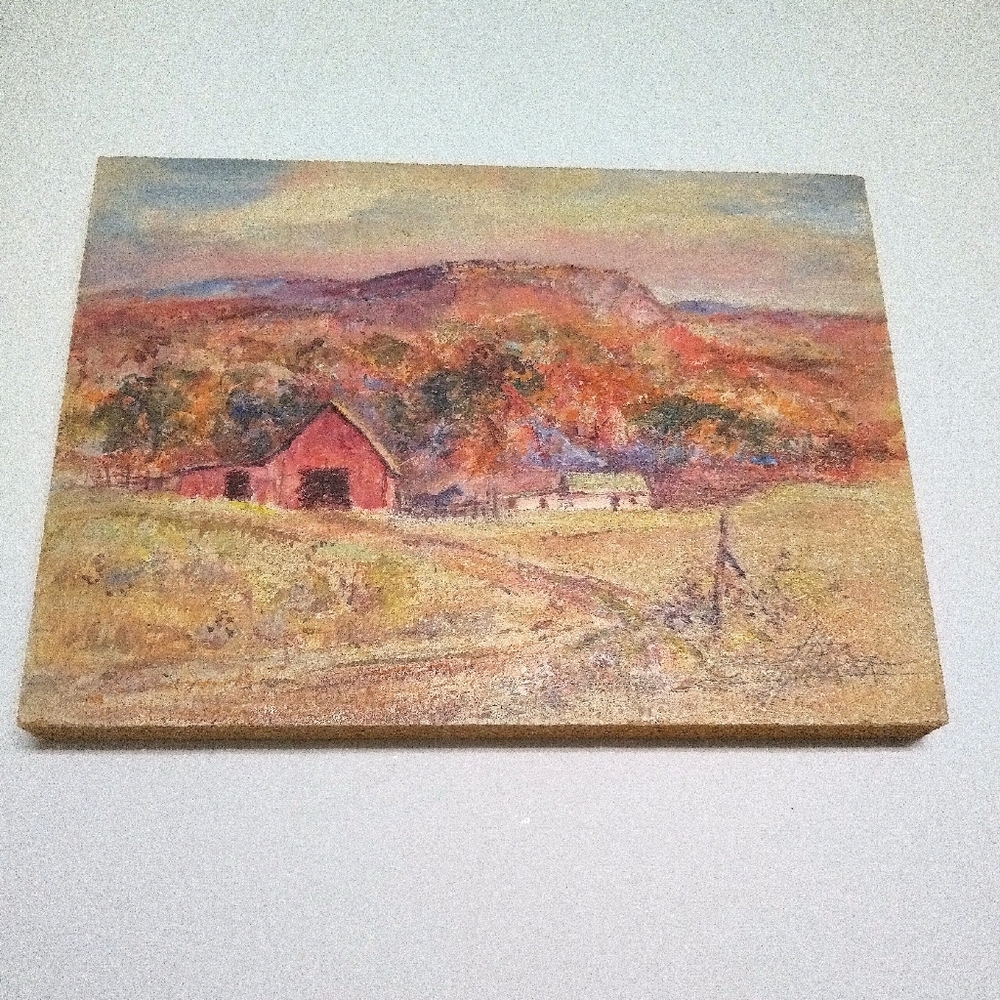 Oil Painting on board "Arkansas Mountains" signed P. Hacker